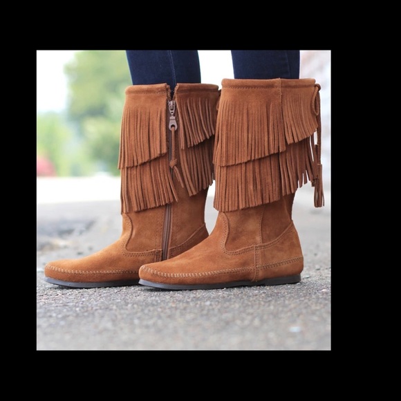 Minnetonka Shoes - Minnetonka 2 tiered fringe boots NEW